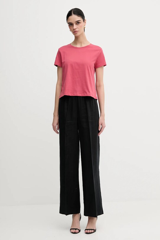 Sisley t-shirt bawełniany 3I1XL107A różowy SS25