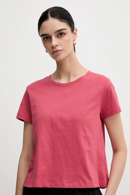 Sisley t-shirt bawełniany różowy 3I1XL107A