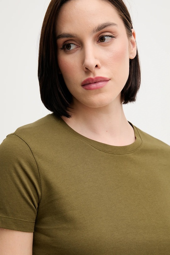 Bombažna kratka majica Sisley zelena 3I1XL107A