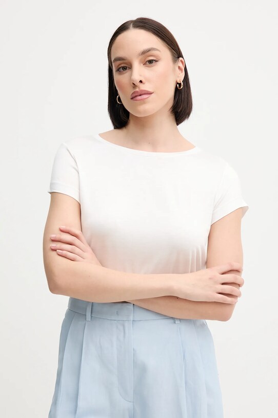 Sisley t-shirt z elastanem biały 3Z12L107O