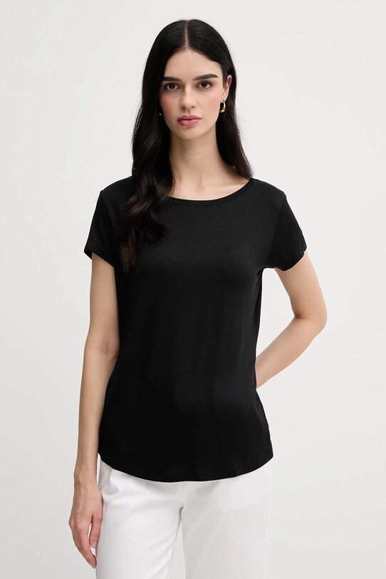 Sisley t-shirt z elastanem czarny 3Z12L107O