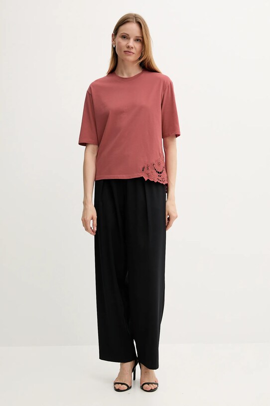 Sisley t-shirt bawełniany 3F1QL107M różowy SS25