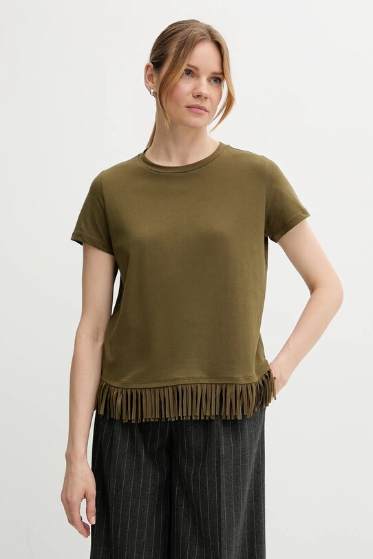 Sisley t-shirt bawełniany bawełna zielony 3096L107J