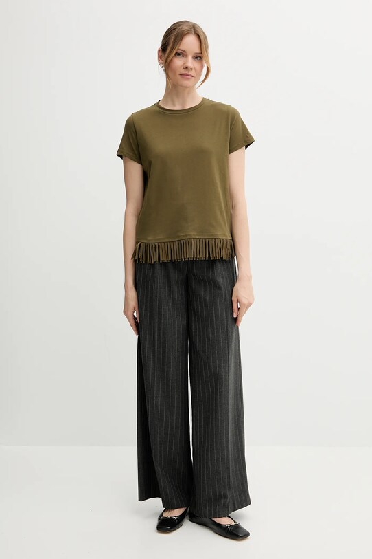 Sisley t-shirt bawełniany 3096L107J zielony SS25