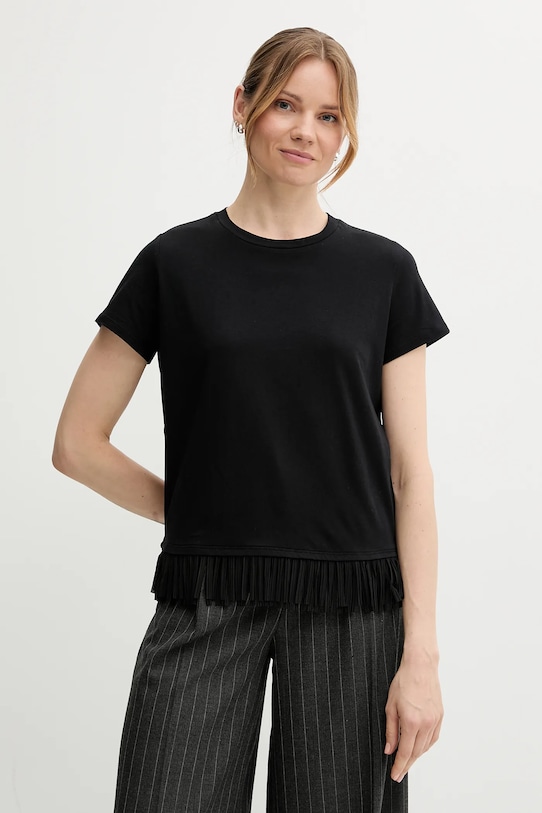 Sisley tricou din bumbac uni negru 3096L107J