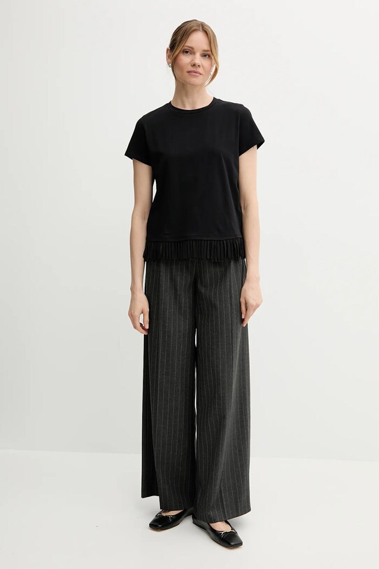 Sisley t-shirt bawełniany 3096L107J czarny SS25