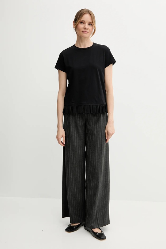 Sisley tricou din bumbac 3096L107J negru SS25