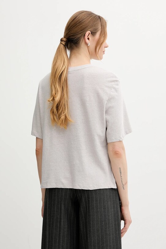 Îmbrăcăminte Sisley tricou de in 3UTFL107C gri