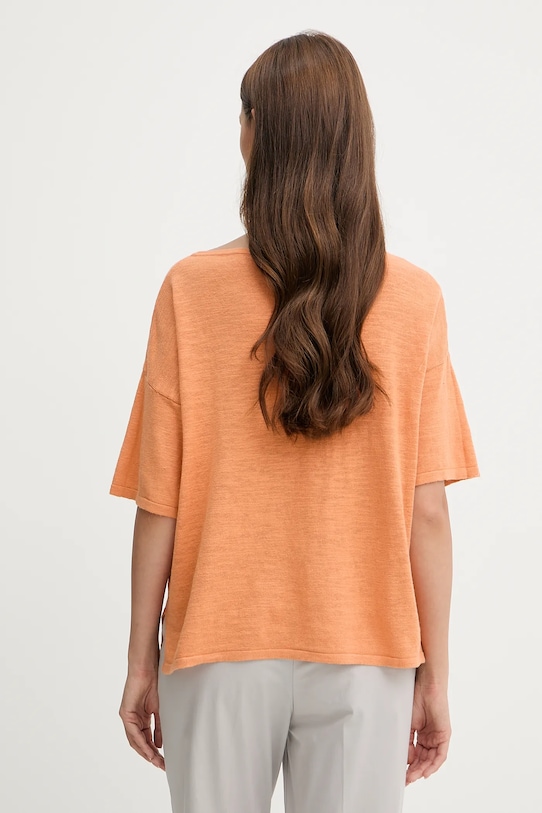 Sisley tricou din amestec de in 105GM106H portocaliu SS25