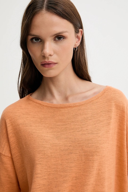 Îmbrăcăminte Sisley tricou din amestec de in 105GM106H portocaliu