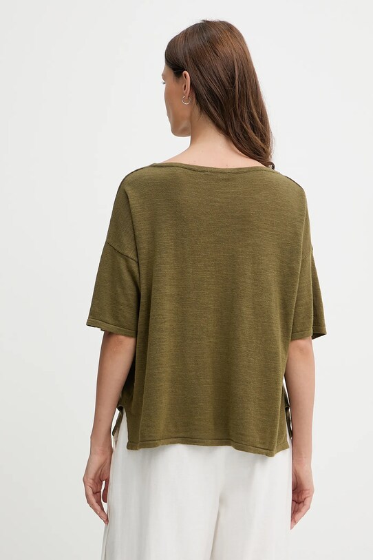 Odzież Sisley t-shirt z domieszką lnu 105GM106H zielony
