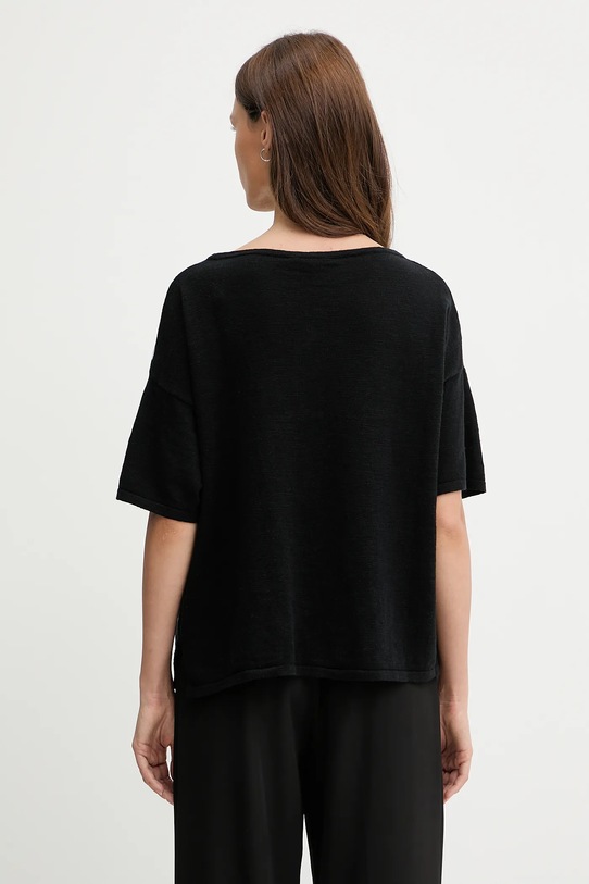 Odzież Sisley t-shirt z domieszką lnu 105GM106H czarny