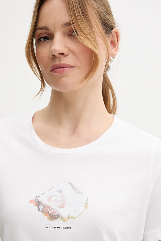 Sisley t-shirt bawełniany biały 35USL107H