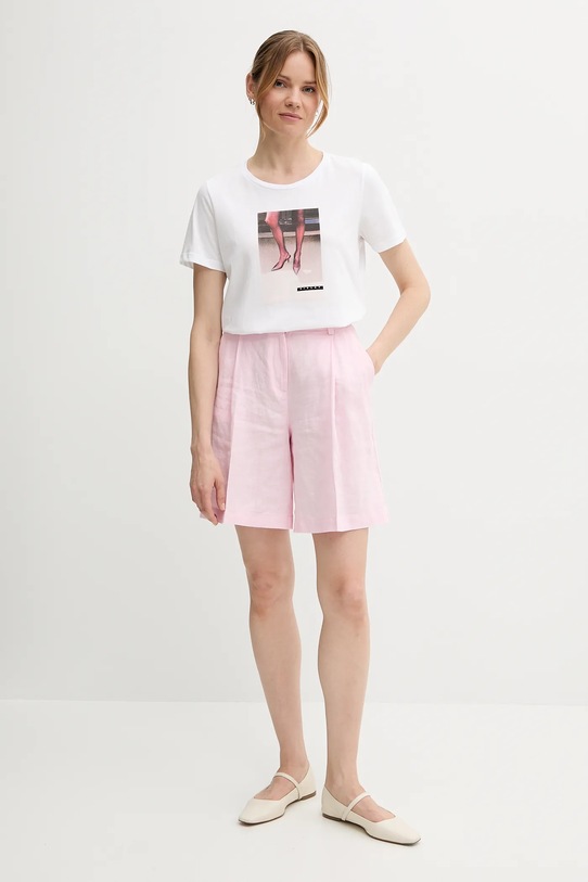 Sisley t-shirt bawełniany 35USL107H biały SS25