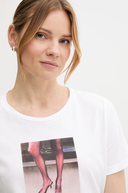 Sisley t-shirt bawełniany biały 35USL107H