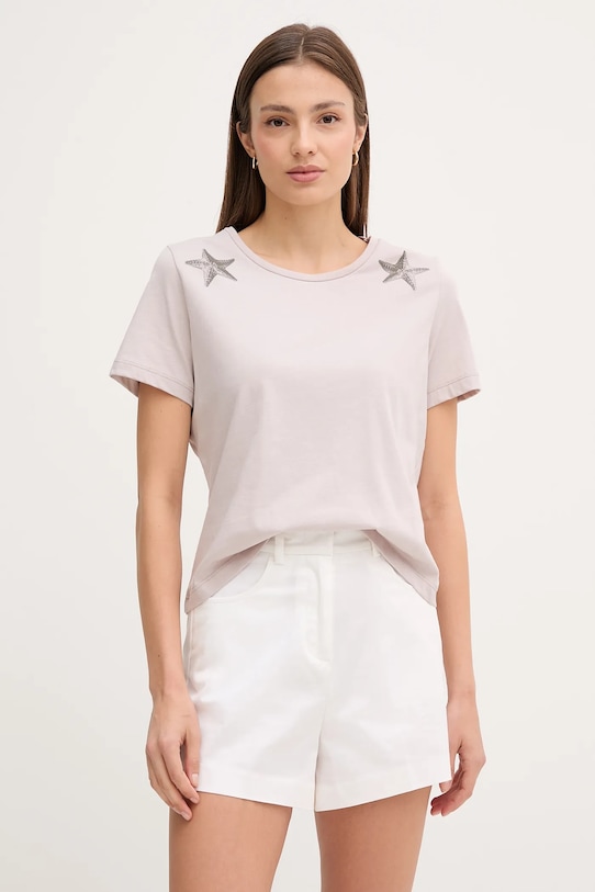 Βαμβακερό μπλουζάκι Sisley βαμβάκι γκρί 35USL107H