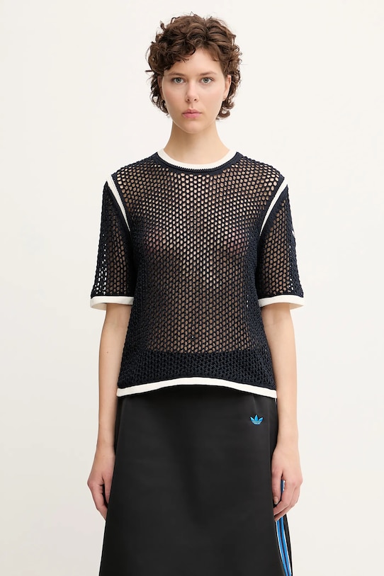 Majica kratkih rukava adidas Originals x Wales Bonner Knit relaxed mornarsko plava KA7052