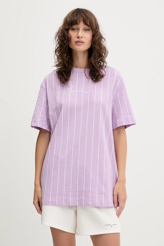 Karl Kani t-shirt bawełniany wzorzyste fioletowy PD00005463
