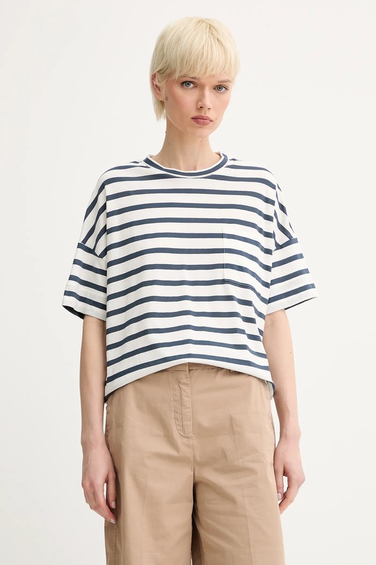 Bavlněné tričko Marc O'Polo pruhy námořnická modř 504206751193