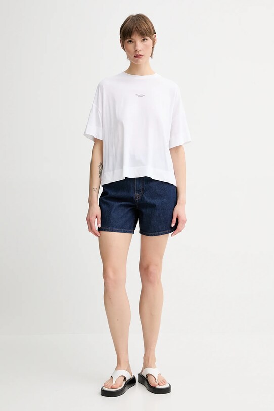 Bavlněné tričko Marc O'Polo 504206751235 bílá SS25