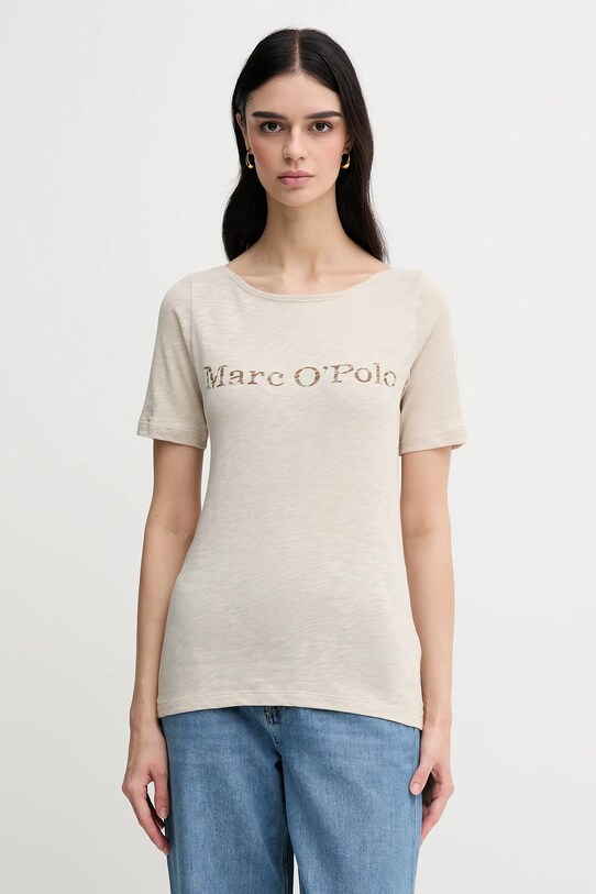 Marc O'Polo t-shirt nadruk beżowy 504226151231