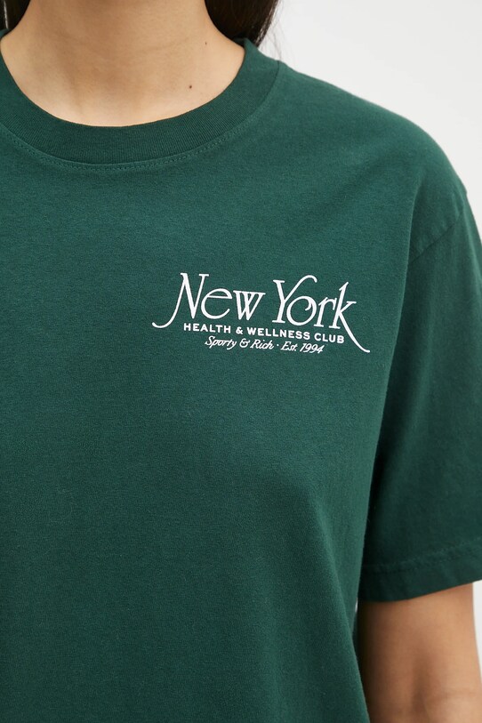 Памучна тениска Sporty & Rich Ny 94 зелен TO043606034GR10