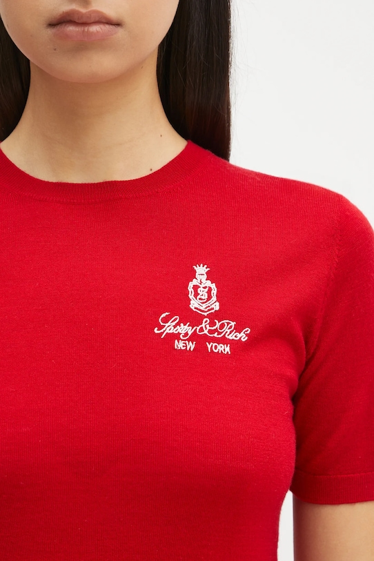 Sporty & Rich maglione in lana Vendome Merino rosso TO078606205RE15