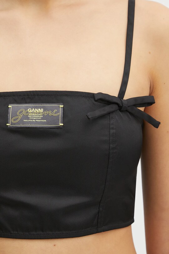 Топ GANNI Duchesse Nylon Strap чёрный W0483
