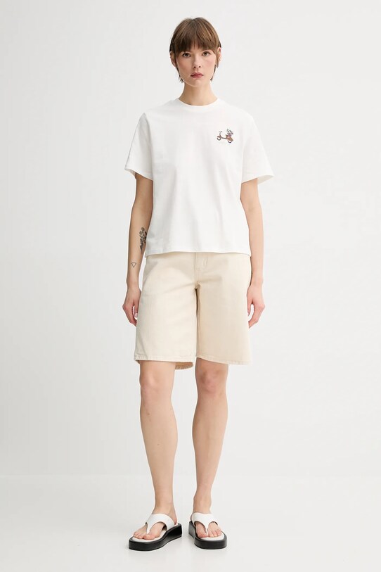 Bavlněné tričko Marc O'Polo 5000006470 bílá SS25