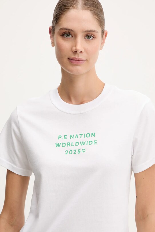 P.E Nation t-shirt bawełniany Compact biały 252T158