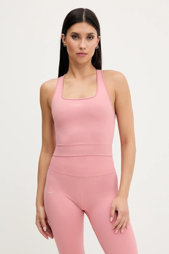 Pangaia top Plant-Stretch Ribbed Tank Top okrągły różowy 10002425