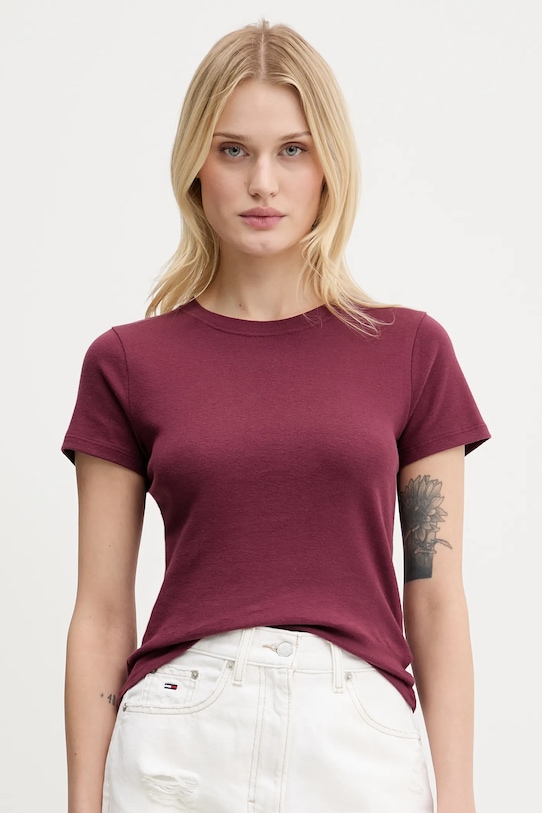 Bavlnené tričko Hollister Co. slim burgundské KI339.5062.520