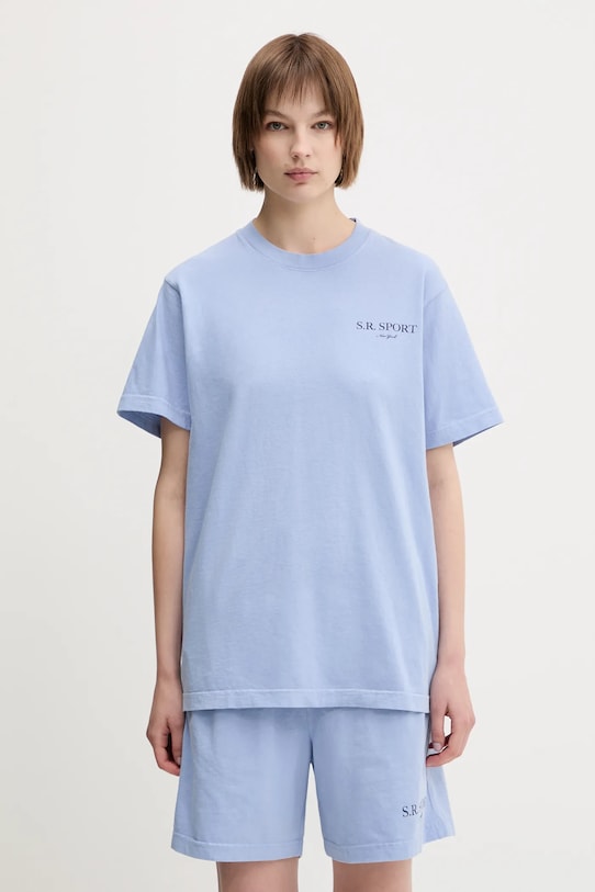 Sporty & Rich cotton t-shirt Wimbledon relaxed blue TO043612201BL59