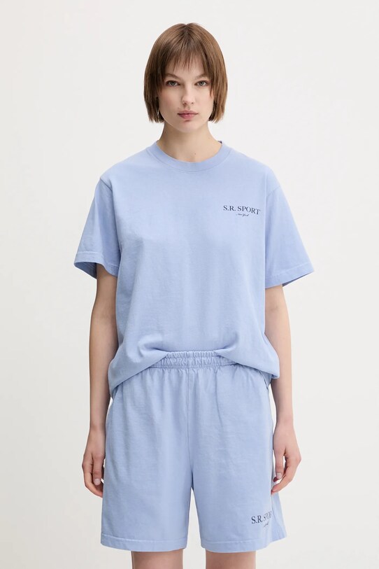 Sporty & Rich t-shirt bawełniany Wimbledon niebieski TO043612201BL59