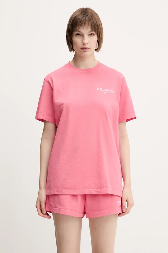 Sporty & Rich cotton t-shirt Wimbledon relaxed pink TO043612201P139