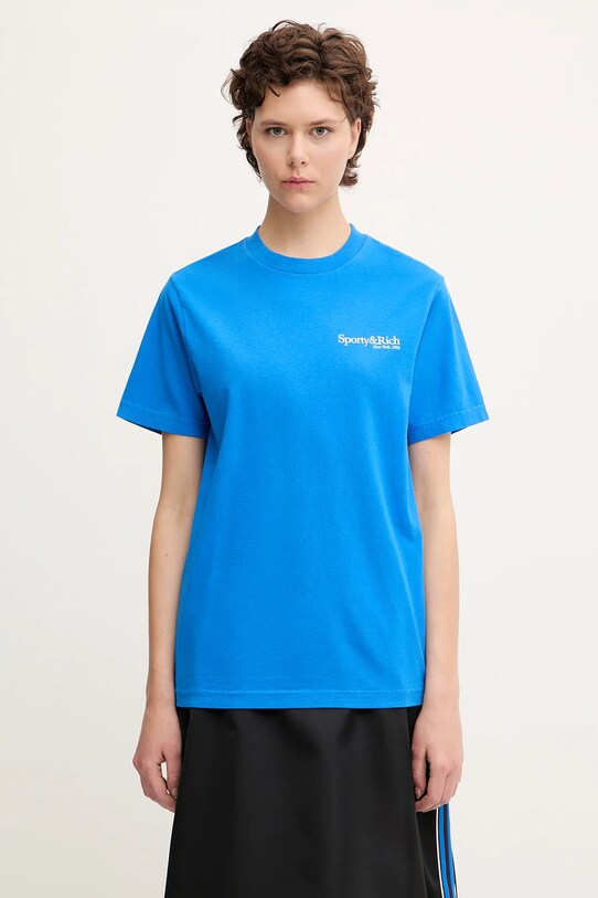 Памучна тениска Sporty & Rich Health Is Wealth стандартна син TO043622300BL67