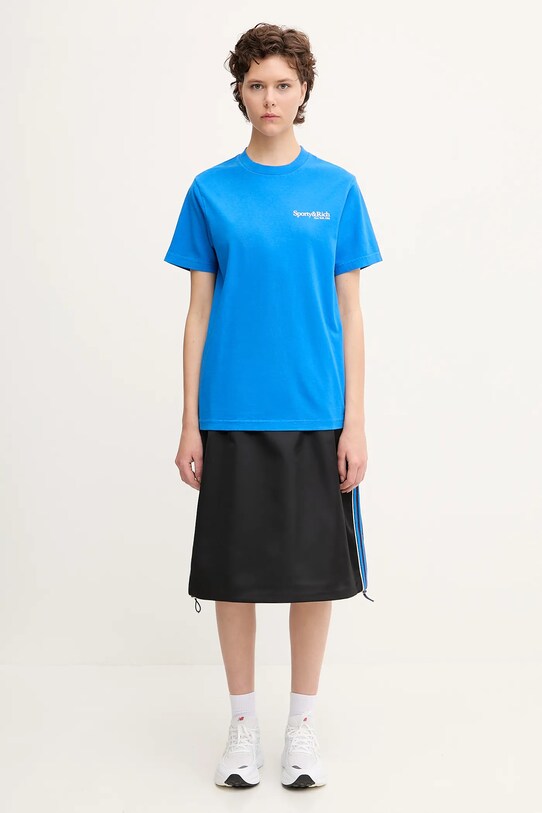 Памучна тениска Sporty & Rich Health Is Wealth TO043622300BL67 син