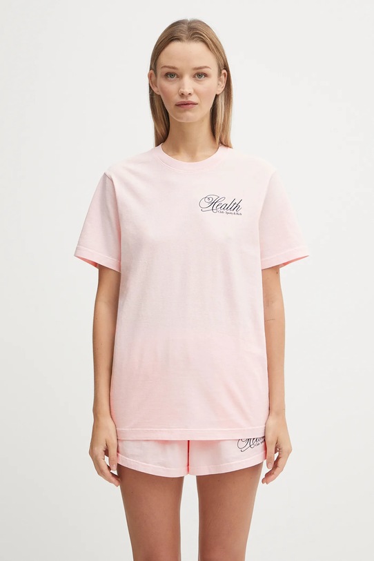 Odzież Sporty & Rich t-shirt bawełniany Health Script TO043620078P140 różowy