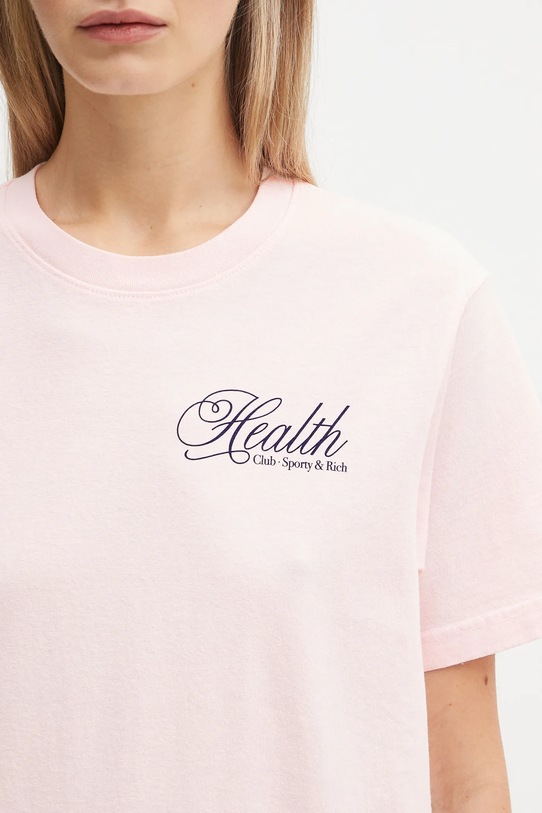 Sporty & Rich t-shirt bawełniany Health Script różowy TO043620078P140