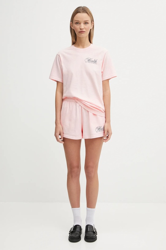 Sporty & Rich t-shirt bawełniany Health Script TO043620078P140 różowy