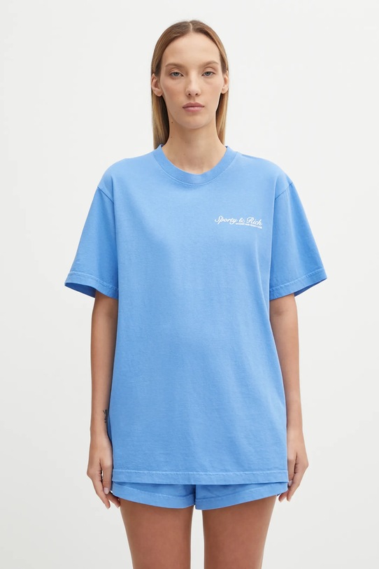 Odzież Sporty & Rich t-shirt bawełniany Syracuse TO043621306BL102 niebieski