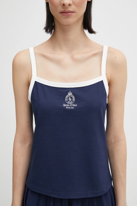 Sporty & Rich top Crown Tennis Pique Tank granatowy TO079621304BL107