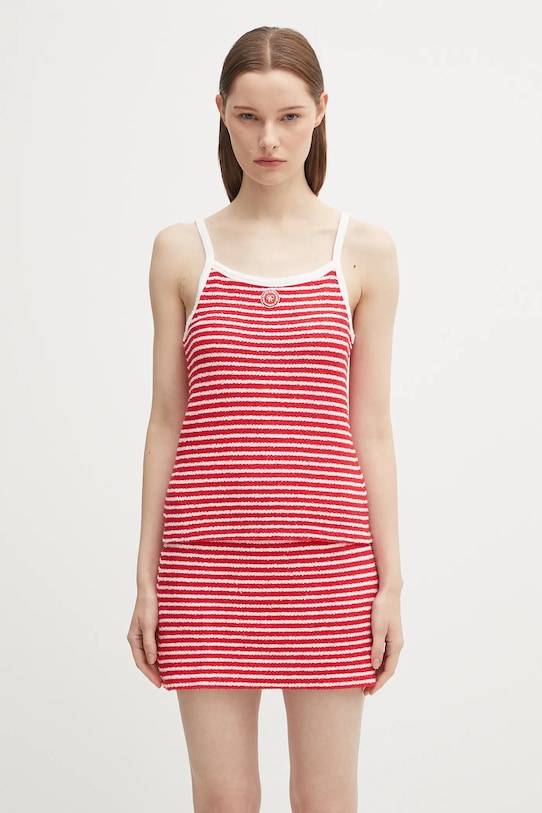Sporty & Rich top Serif Logo Striped Terry Tank regular red TO083602300ST67