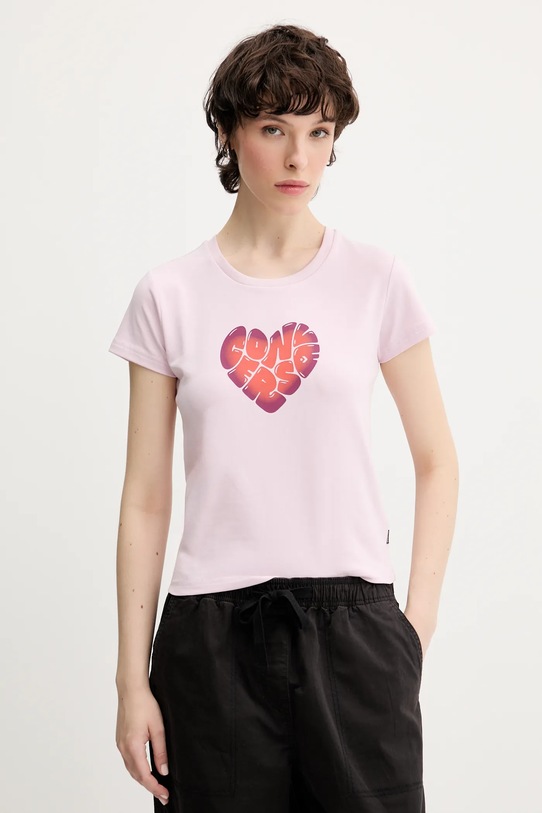 Converse t-shirt z elastanem różowy 10028331.A01