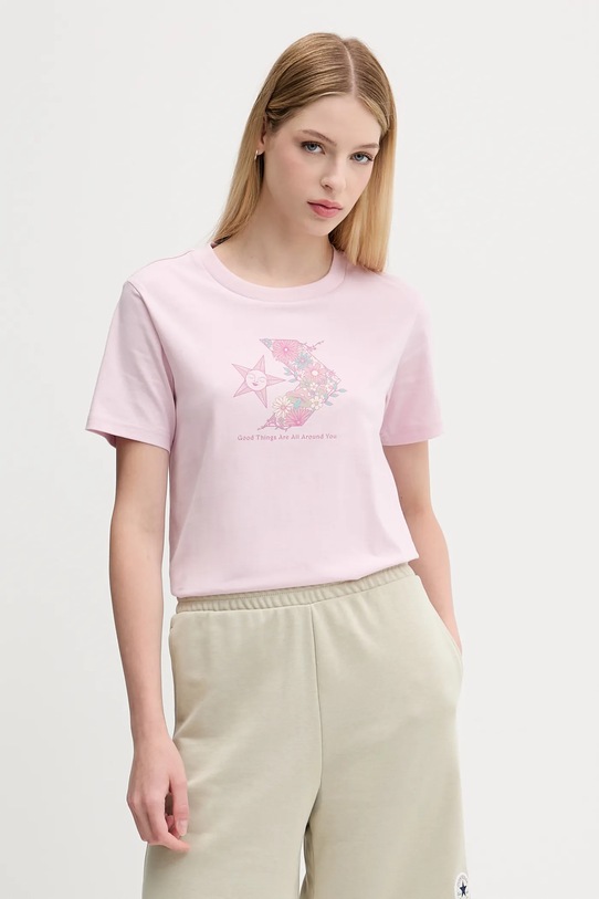 Converse tricou din bumbac print roz 10027752.A03