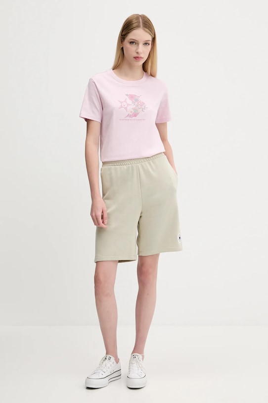 Converse tricou din bumbac 10027752.A03 roz SS25