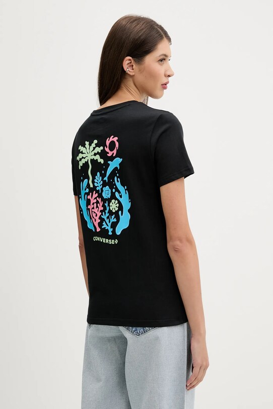 Converse t-shirt bawełniany nadruk czarny 10027759.A02
