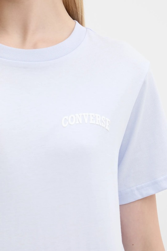 Βαμβακερό μπλουζάκι Converse 10028336.A02 μπλε