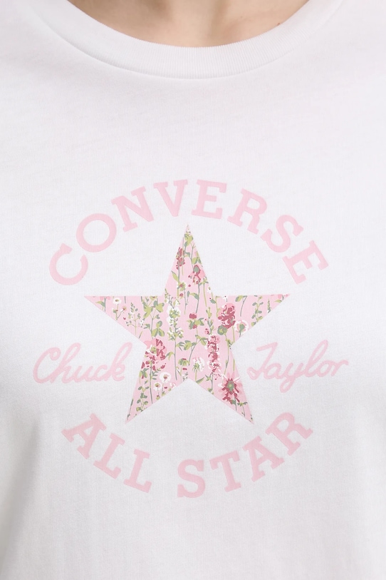 Βαμβακερό μπλουζάκι Converse 10027751.A01 λευκό