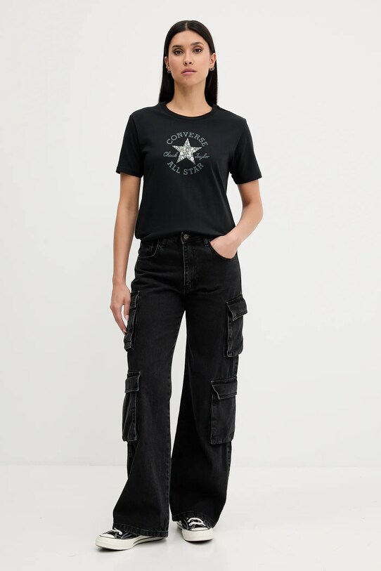 Converse t-shirt bawełniany 10027751.A02 czarny SS25